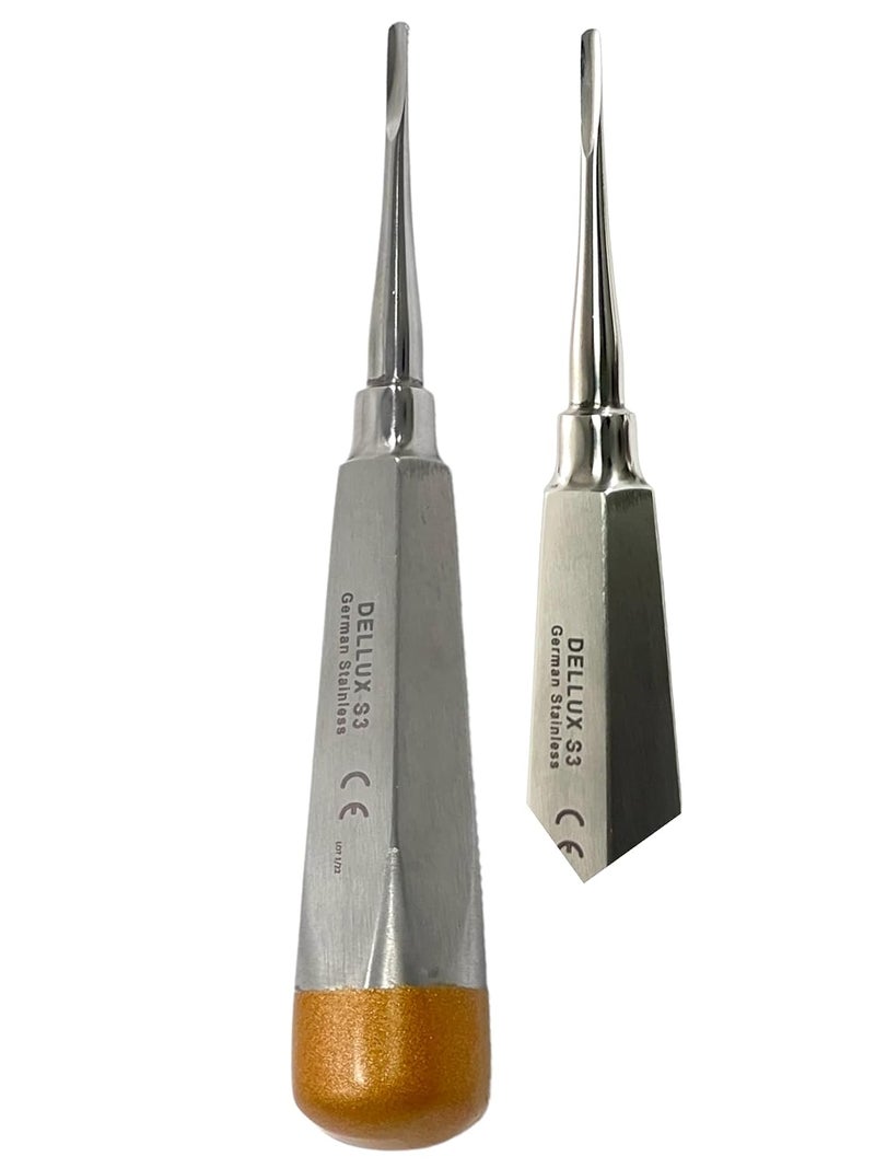 artlab -Dental Luxating Elevator Dental Root Elevators Straight Curved Tip-Periotome Luxating Elevator Apical Root Dental Elavators Extracting Extraction (Elevator STR 3MM Gold) - Image 4